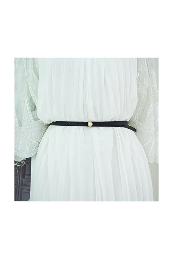 MJWDP Boucle de Perle Thin Ceinture Femme Décorative Centative Centase Robe De Pull Courroie Simple Cuir Petite Ceinture Maré