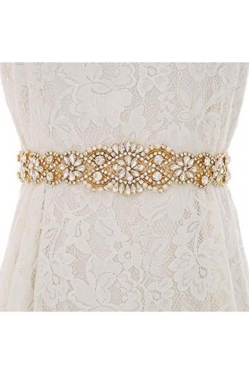 NINAINAI Ceinture de mariée Strass 89cm Durable à la Main de Luxe en Strass de Mariage Bande de Mariage en Strass incrusté de