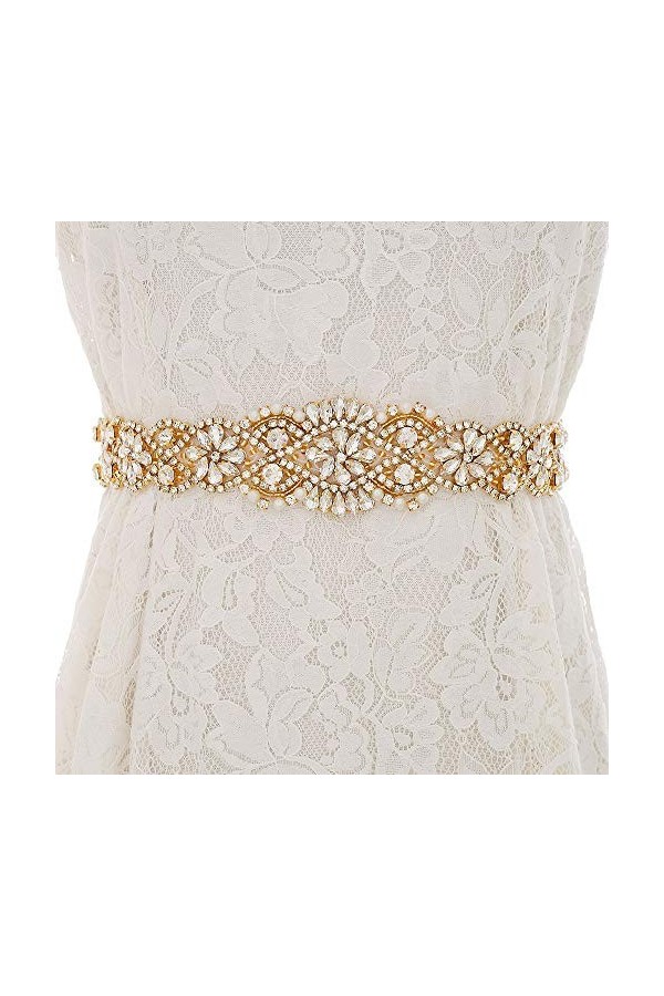 NINAINAI Ceinture de mariée Strass 89cm Durable à la Main de Luxe en Strass de Mariage Bande de Mariage en Strass incrusté de