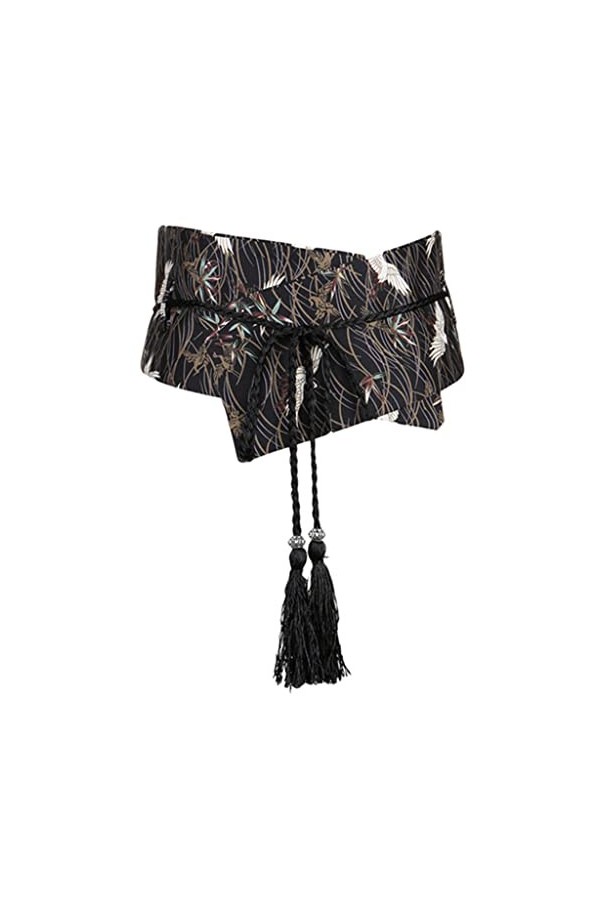 Ligique Ceinture de broderie rétro femme ceinture décorative large ceinture style chinois polyvalent japonais Hanfu sangle ar