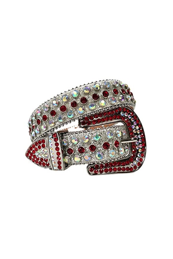 Haitpant Ceintures de strass de mode de luxe de sangle de diamant clouté ceinture pour les femmes hommes boucle ardillon sang