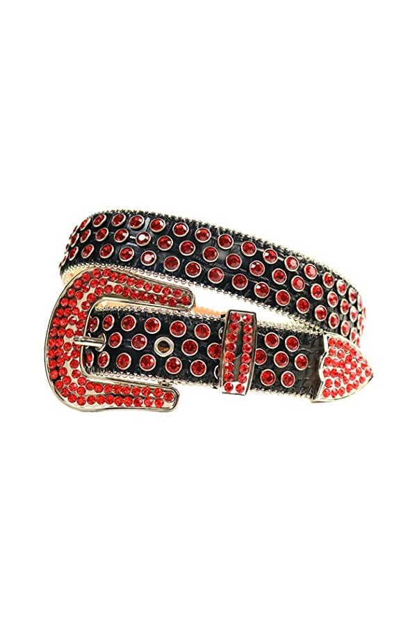 Haitpant Ceintures de strass de mode de luxe de sangle de diamant clouté ceinture pour les femmes hommes boucle ardillon sang