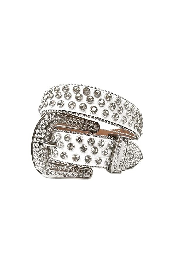 Haitpant Sangle de luxe avec large boucle vintage en strass pour femme, rose, 122 cm