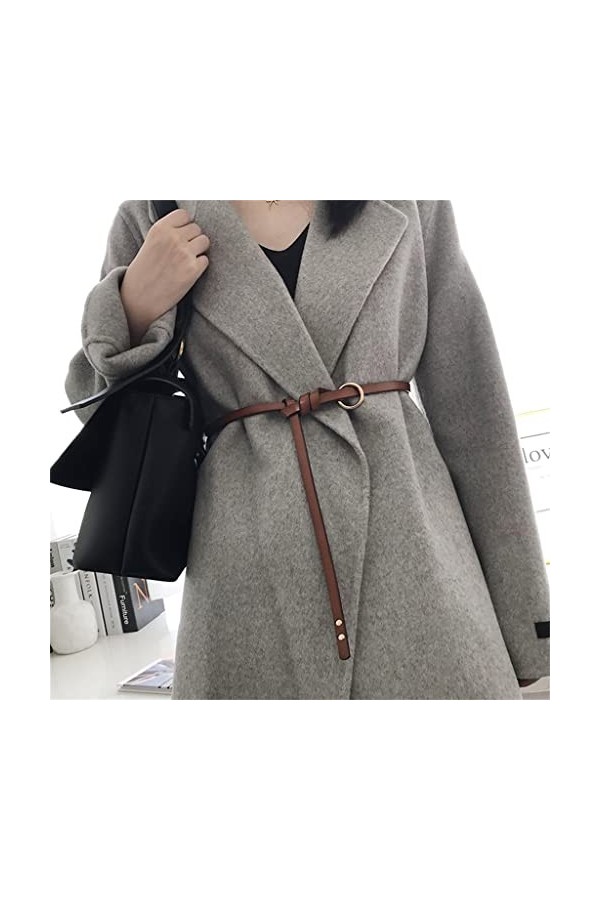 LEPSJGC Mesdames Mince de décoration nouée de la Ceinture à la Ceinture Polyvalente Noir Assortie de Pull Color : Brown, Siz