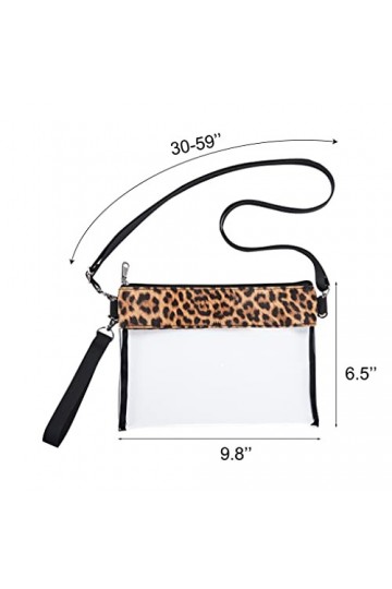 Sac à bandoulière transparent imprimé léopard en cuir synthétique - Approuvé stade - Sac fourre-tout transparent pour les con