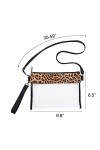 Sac à bandoulière transparent imprimé léopard en cuir synthétique - Approuvé stade - Sac fourre-tout transparent pour les con