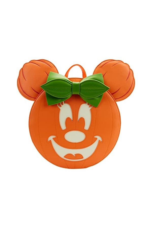 Loungefly Disney Glow Face Minnie Pumpkin Sac à bandoulière double sangle pour femme, multicolore, One Size, Haut