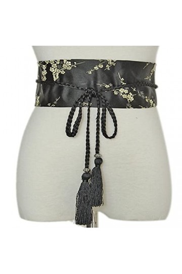 Ligique Cravate Satin Ceinture Mode Femme Rétro Imprimé Floral Peignoir Ceinture Large Corset Cummer Bunds Kimono Ceinture Ru