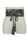Ligique Cravate Satin Ceinture Mode Femme Rétro Imprimé Floral Peignoir Ceinture Large Corset Cummer Bunds Kimono Ceinture Ru