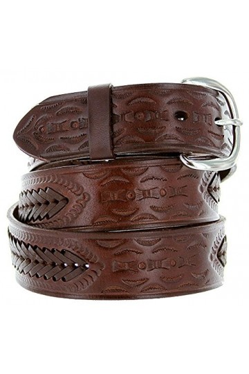 Avnet Ceinture Femme Western En Cuir Ouvragé Véritable 38mm Et Boucle En Métal, Noir 80