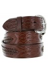 Avnet Ceinture Femme Western En Cuir Ouvragé Véritable 38mm Et Boucle En Métal, Noir 80