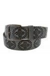 Avnet Ceinture Femme 38mm Cuir À Motif Rétro Et Boucle Antique Plaquée Argent, Gris 75