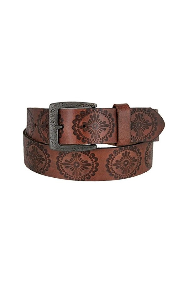Avnet Ceinture Femme 38mm Cuir À Motif Rétro Et Boucle Antique Plaquée Argent, Marron 95
