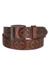 Avnet Ceinture Femme 38mm Cuir À Motif Rétro Et Boucle Antique Plaquée Argent, Marron 110
