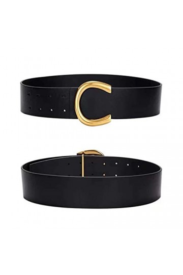 ZYXLB Mode Femmes Ceinture décoration Robe Manteau Large Ceinture Taille Noir Fer à Cheval Boucle Color : 1-Pack, Size : 100