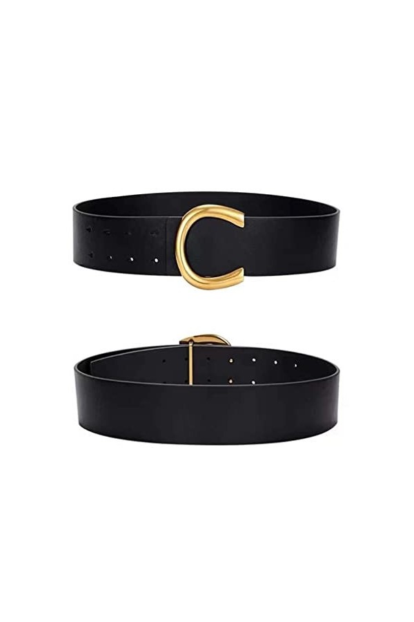 ZYXLB Mode Femmes Ceinture décoration Robe Manteau Large Ceinture Taille Noir Fer à Cheval Boucle Color : 1-Pack, Size : 100