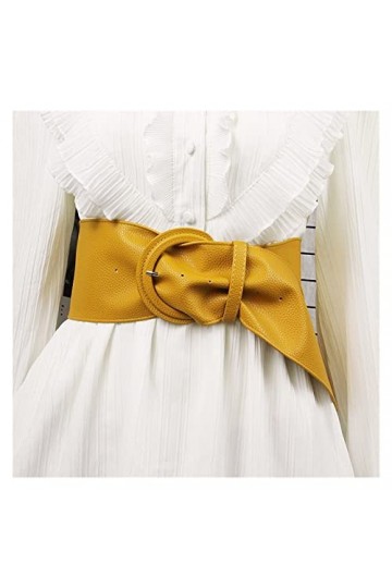 Femmes Larges Ceintures en Cuir Robes Chemisier Boucle Dames Longue Ceinture Couleur : Jaune, Taille : Taille Unique 