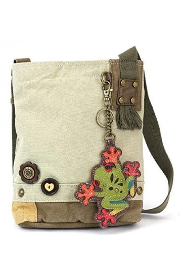 CHALA Sac à main bandoulière en toile pour femme avec porte-clés - Sable, Grenouille - Sable, Small