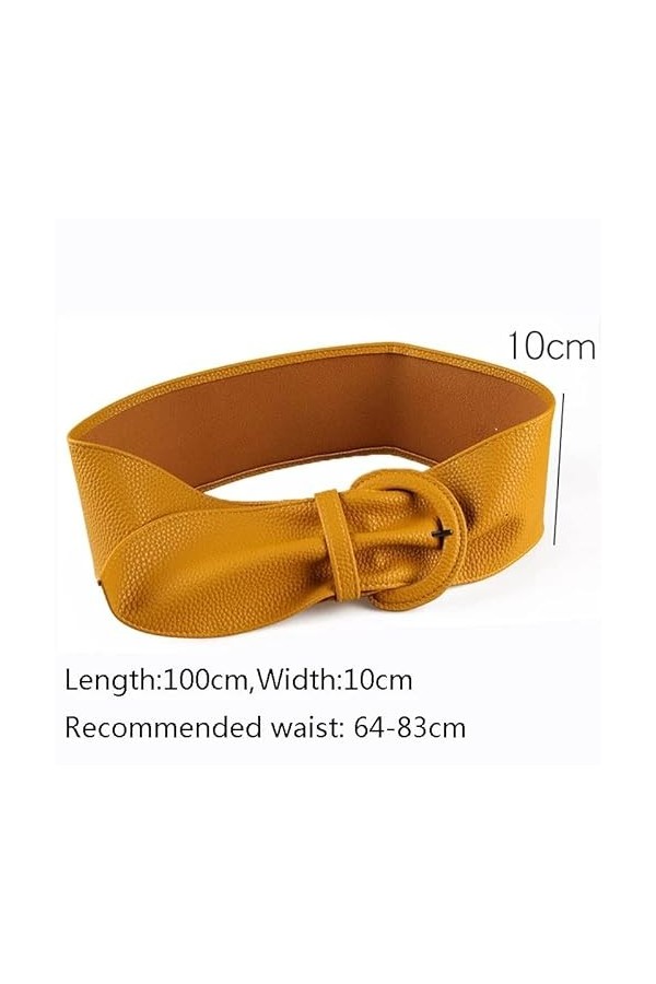 Femmes Larges Ceintures en Cuir Robes Chemisier Boucle Dames Longue Ceinture Couleur : Jaune, Taille : Taille Unique 