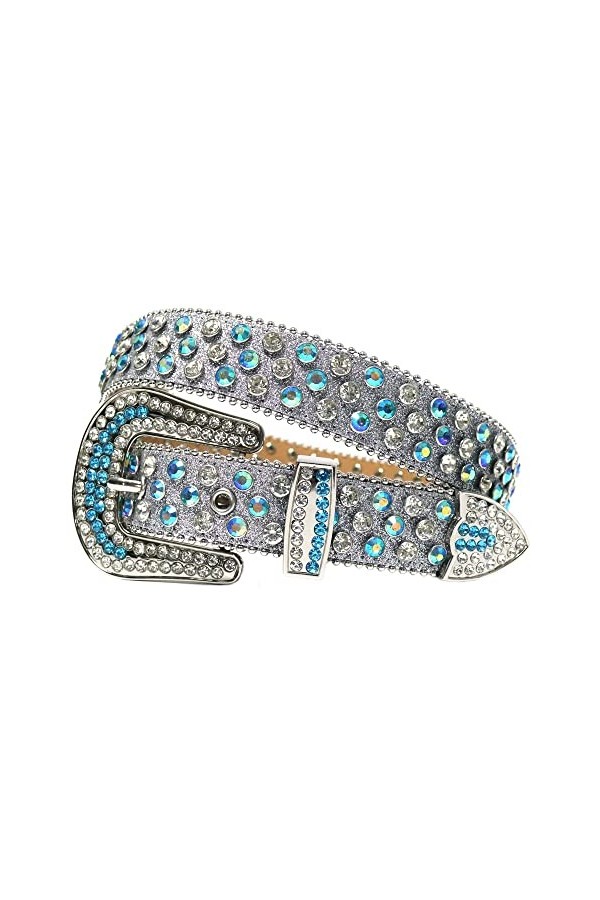 Srfghjs Ceinture Femme Mode Luxe Western Strass Ceinture Hommes Femmes Ceintures Cowgirl Cowboy Courroie cloutée de Diamant 