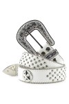 STARS & STRIPES Ceinture en cuir pour femme « Stone-2 » - Blanc - Blanc - X-Large