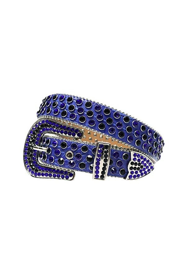 Haitpant Ceintures de luxe avec large boucle et strass violets pour femmes et hommes, rose, 122 cm