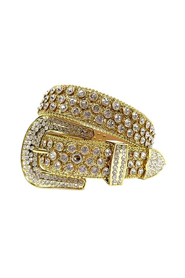 Haitpant Ceintures de luxe avec large boucle et strass violets pour femmes et hommes, rose, 122 cm