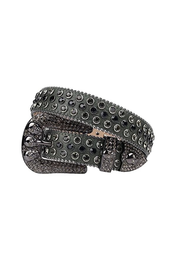 Ceinture de luxe cloutée par cristal de crâne de ceinture de crâne de ceinture de strass occidentaux pour des jeans, Noir , 4