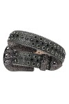 Ceinture de luxe cloutée par cristal de crâne de ceinture de crâne de ceinture de strass occidentaux pour des jeans, Noir , 4