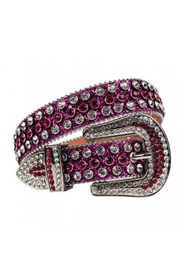 Ceinture de luxe avec strass pour homme et femme, violet, 46 inch