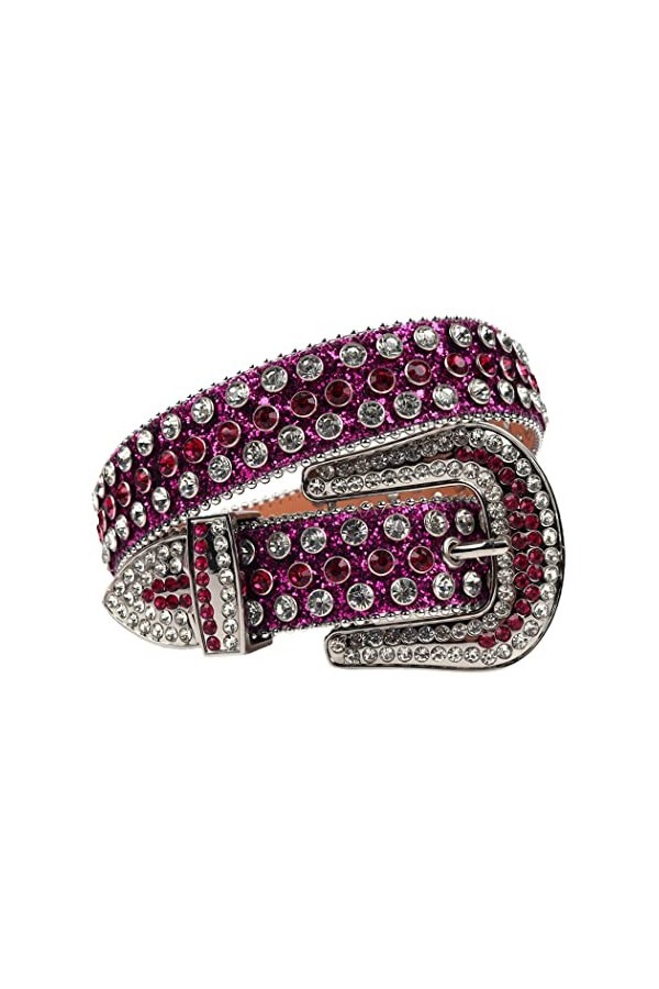 Ceinture de luxe avec strass pour homme et femme, violet, 46 inch