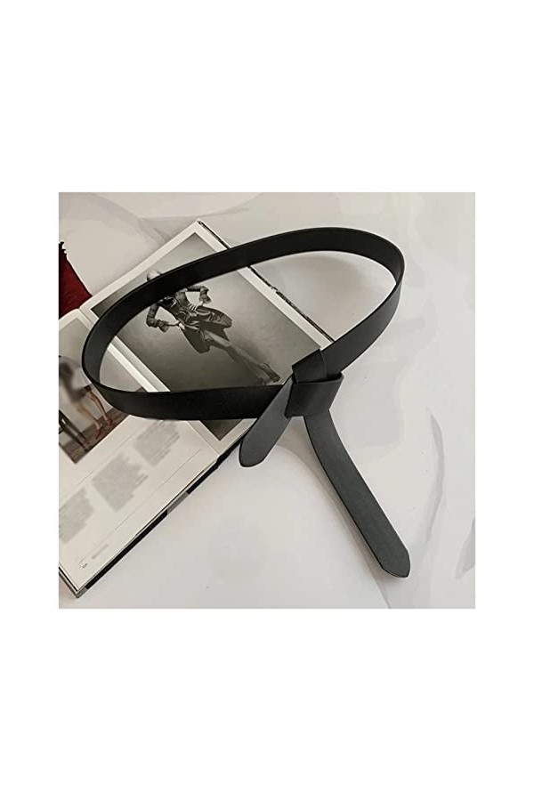 LEIGE Ceintures nouées Femmes en Cuir Souple Bandle de Sangle nouée Accessoires de Robe Longue Color : Black, Size : 118 * 2