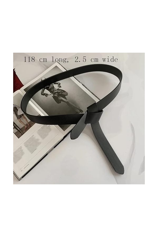 LEIGE Ceintures nouées Femmes en Cuir Souple Bandle de Sangle nouée Accessoires de Robe Longue Color : Black, Size : 118 * 2