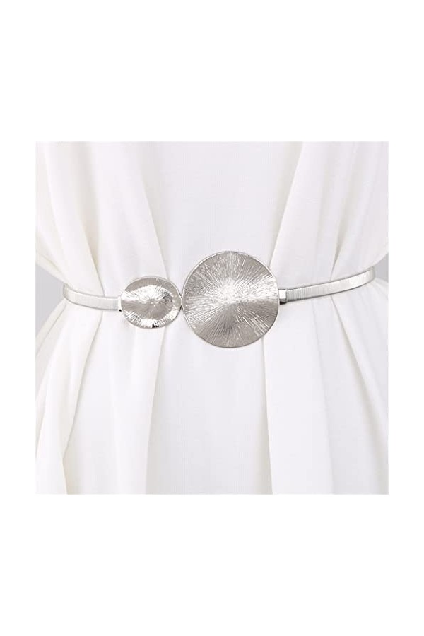 ZAIZAI Courroies de Taille en métal élastique pour Robes en métal Argent Or Couleur Dames Ceintures Stretch Maigre Femelle C