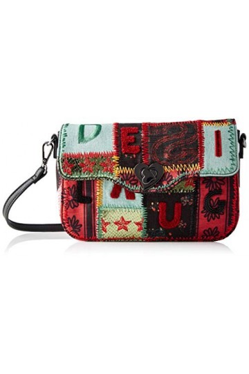 Desigual Bag Patch 1970 Amorgos, Sac à bandoulière Femme, Grün Green Aloe , 16x6x26 Centimeters B x H x T 
