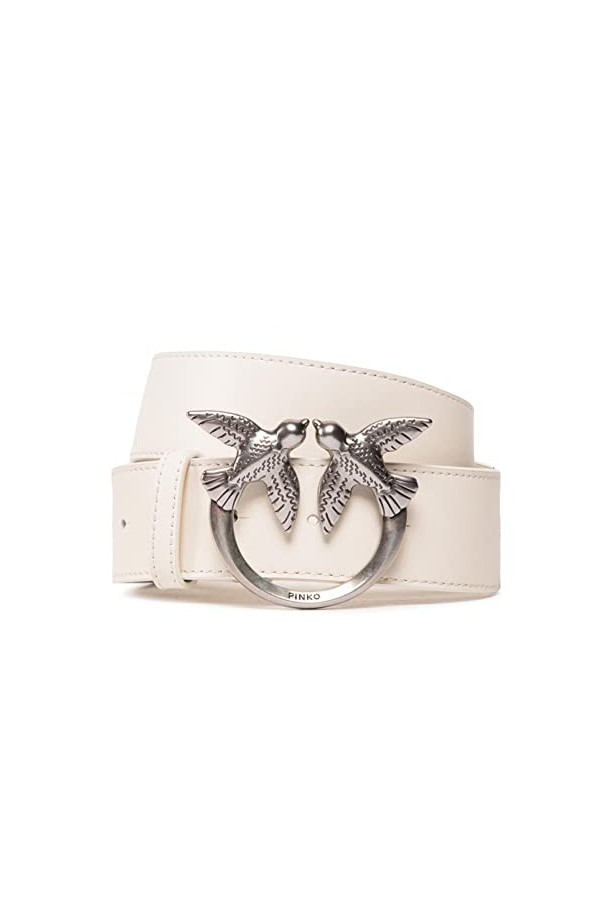 Pinko Love Berry Simply H4 Belt Vis Ceinture, Z14o_Blanc-Old Silver, S Femme