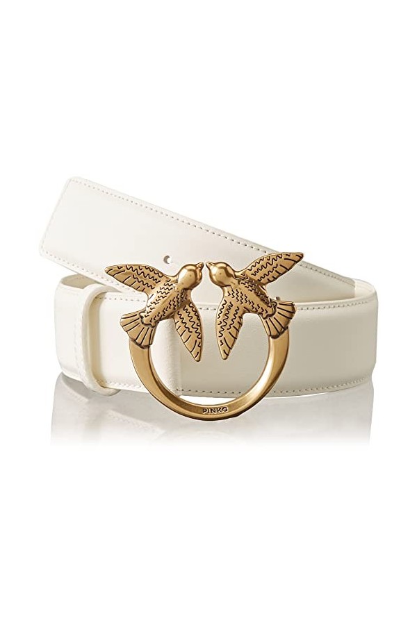 Pinko Love Berry Simply Belt H4 VIT. Ceinture, C03q_Beige G. Maroso-Antique Gold, S Femme