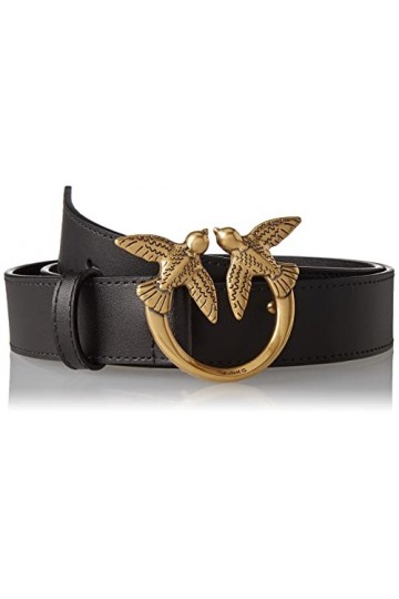 Pinko Love Berry Simply Belt H3 VIT. Ceinture, Z99q_Noir-Antique Gold, M Femme