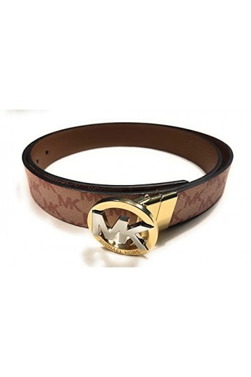 Michael Kors Womens Twist Reversible MK Logo Belt, Rose Pink/Brown, Medium, Marron Rosé, 551342C 