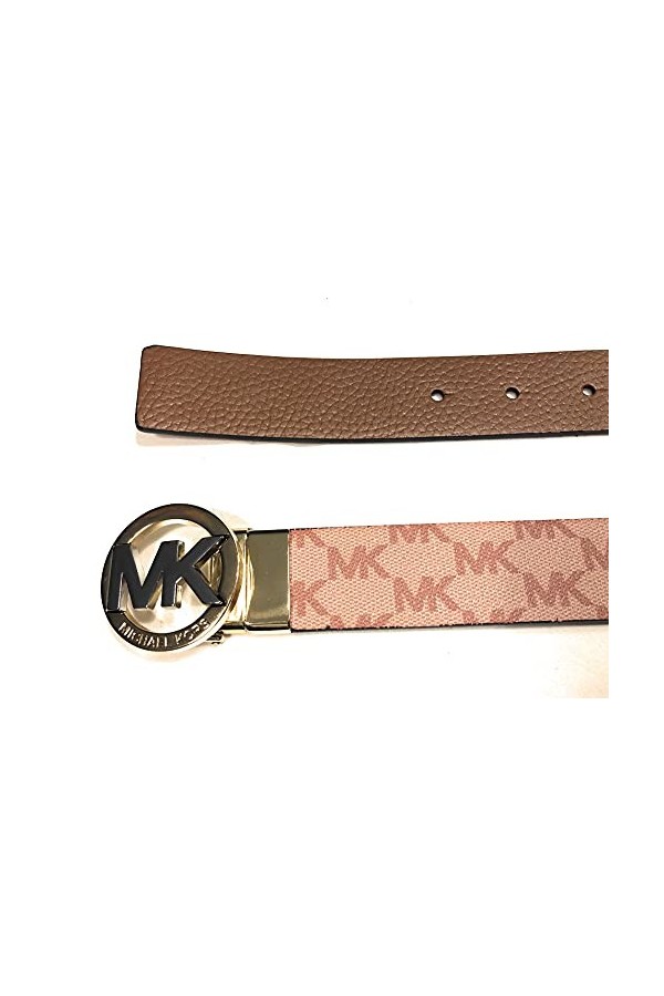 Michael Kors Womens Twist Reversible MK Logo Belt, Rose Pink/Brown, Medium, Marron Rosé, 551342C 