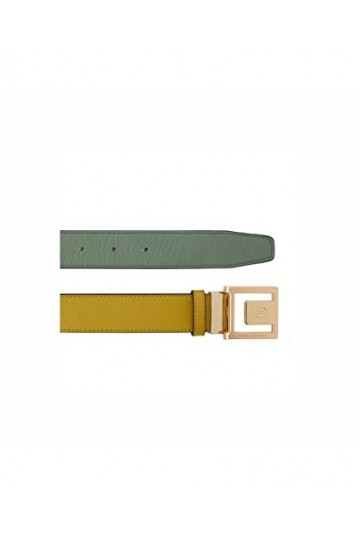 PIQUADRO CEINTURE FEMME CUIR 35 MM RÉVERSIBLE CIRCLE, Jaune vert.