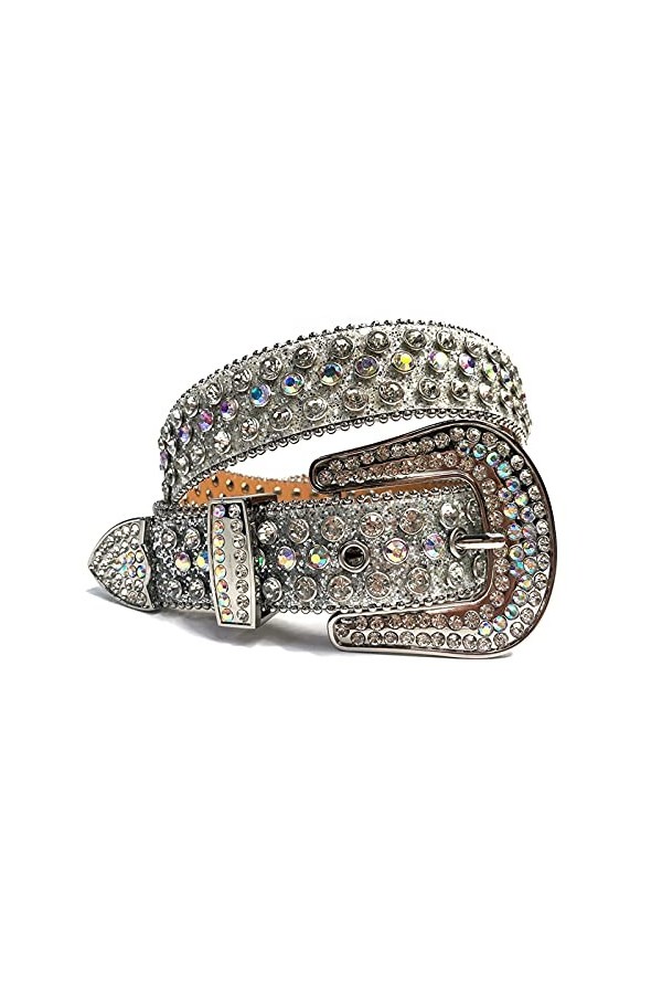 RSTJBH Ceinture diamantée à Cristal Occidental Belt-Cowgirl Cowbirt Cowboy Courroie Strass pour Femme Belt Length : 48 inch,
