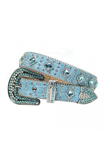 RSTJBH Ceinture diamantée à Cristal Occidental Belt-Cowgirl Cowbirt Cowboy Courroie Strass pour Femme Belt Length : 48 inch,