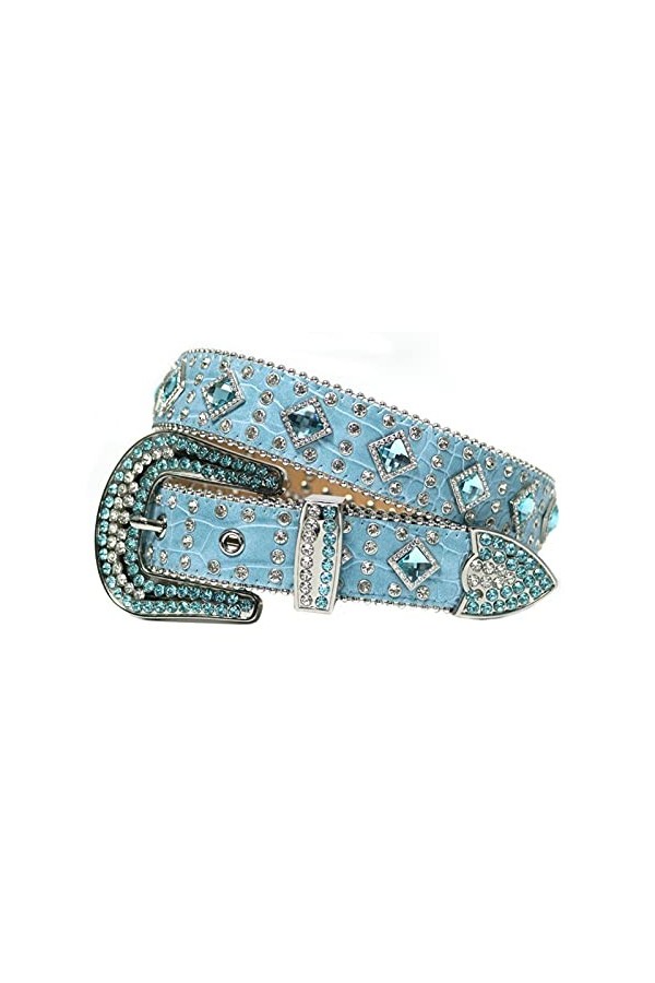 RSTJBH Ceinture diamantée à Cristal Occidental Belt-Cowgirl Cowbirt Cowboy Courroie Strass pour Femme Belt Length : 48 inch,