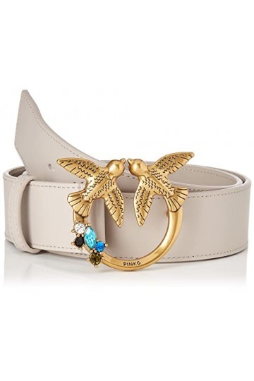 Pinko Love Berry H4 Belt VIT.Soie Je Ceinture, Gris I30q_Gris Pingouin Antique Gold , S Femme
