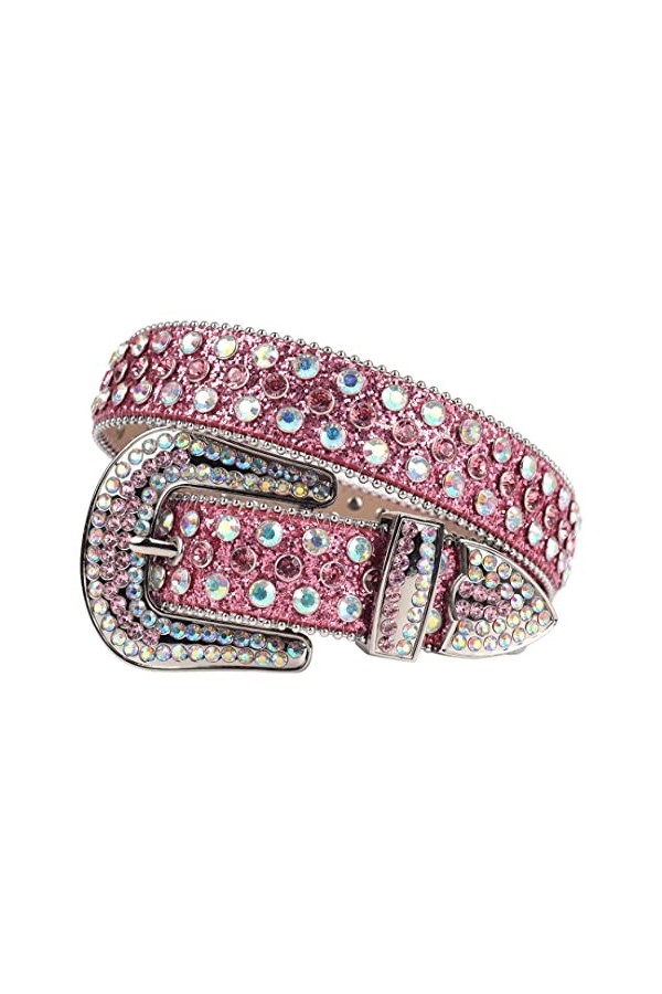 Ceinture avec strass et rivets en diamant pour homme et femme, Rose coloré., 107