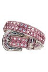 Ceinture avec strass et rivets en diamant pour homme et femme, Rose coloré., 107