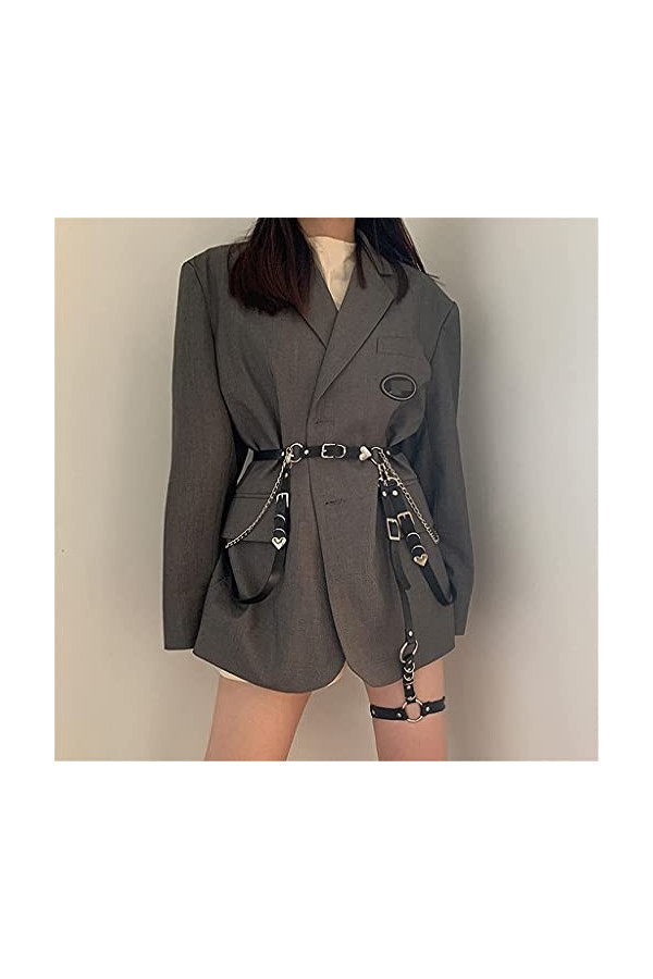 JHYS Taille de la chaîne de Mode, personnalité de la Mode Ceinture pour Femmes réglable en Cuir PU Jk Ceinture Robe chaîne du