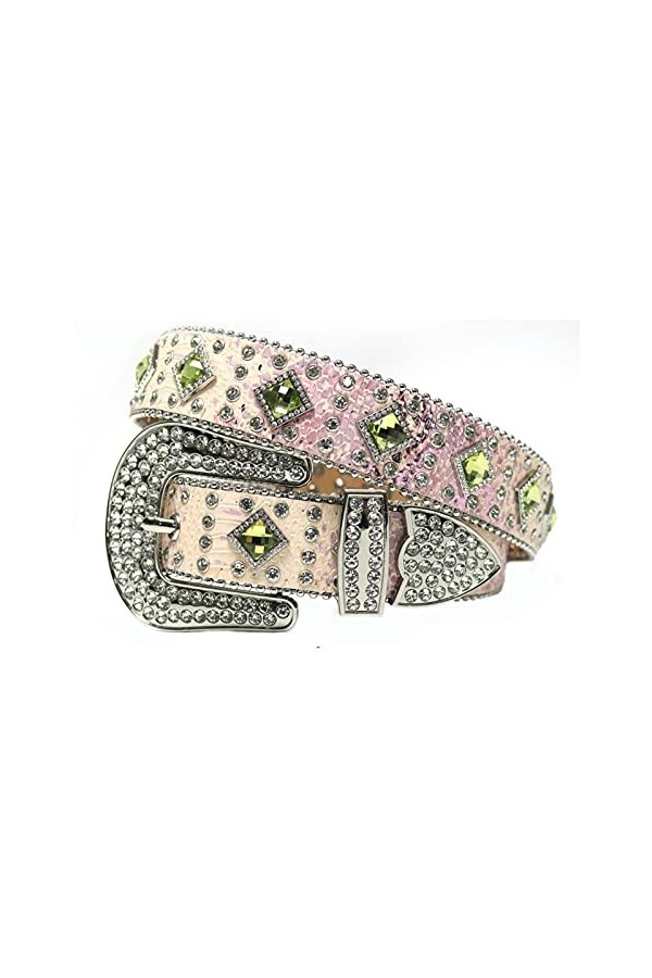 RSTJBH Bling Sangle de Luxe Strass Ceinture Femme Crystal Courroie cloutée pour Hommes Femmes Cowboy Cowgirl Belt Length : 4