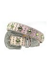 RSTJBH Bling Sangle de Luxe Strass Ceinture Femme Crystal Courroie cloutée pour Hommes Femmes Cowboy Cowgirl Belt Length : 4